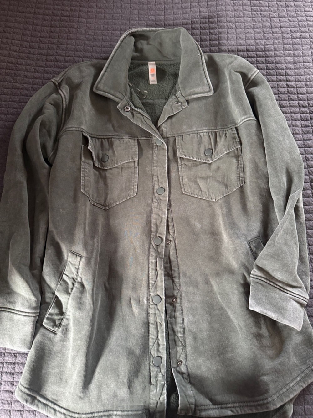 Mono B Olive Green Button-Front Utility Jacket